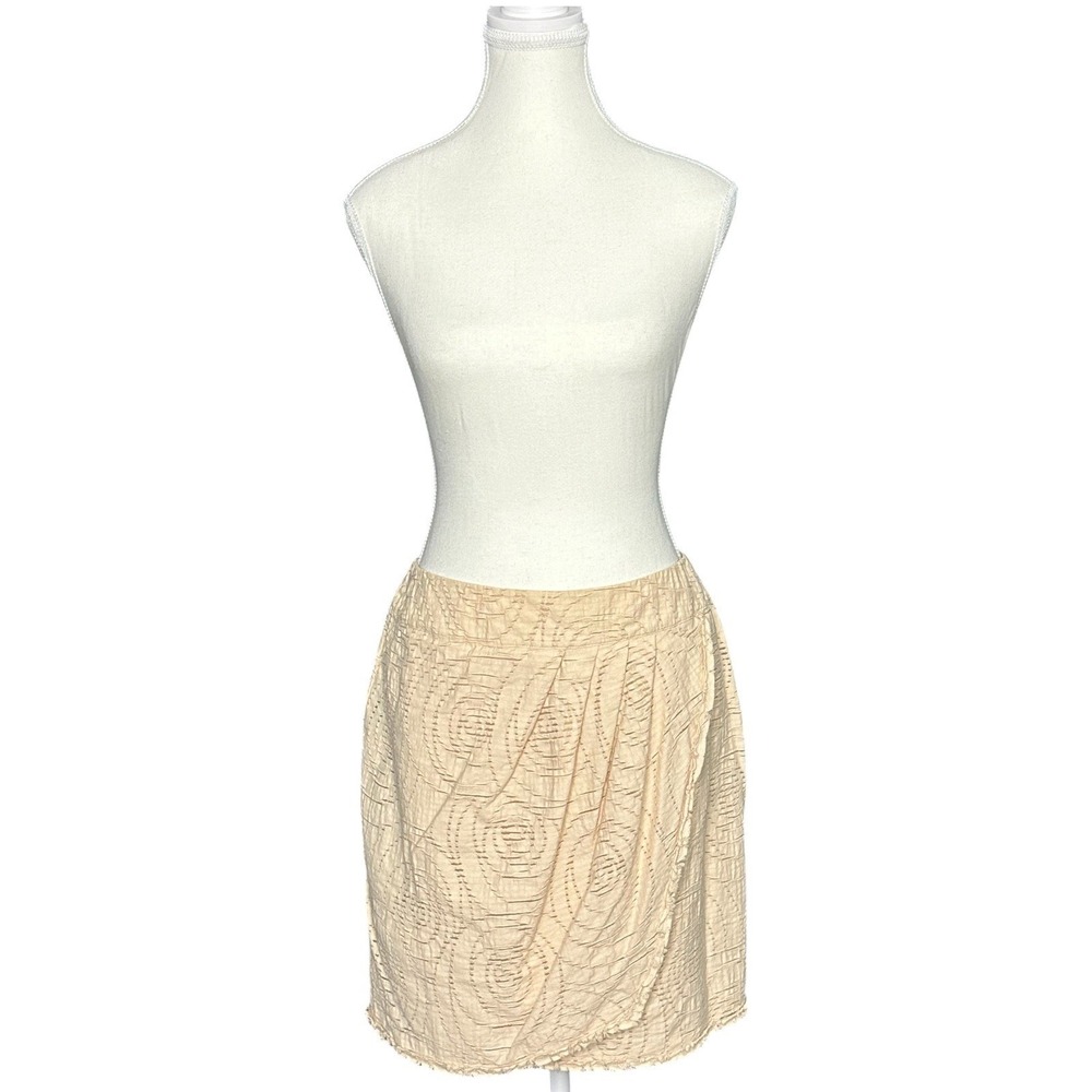 Fendi Pink Textured Circle Pattern Draped Faux Wrap Mini Skirt IT 44 Made Italy